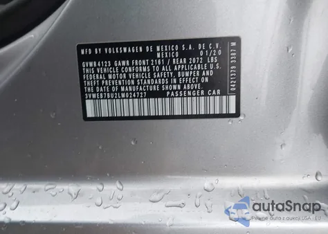 2020 Volkswagen Jetta 1.4T Sel z USA, uszkodzony, nr VIN 3VWEB7BU2LM024727